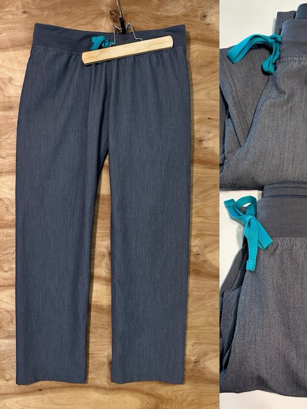 2 FIGS Livingston Scrub Pants Woman Small  Gray Drawstring Straight Leg 29”L